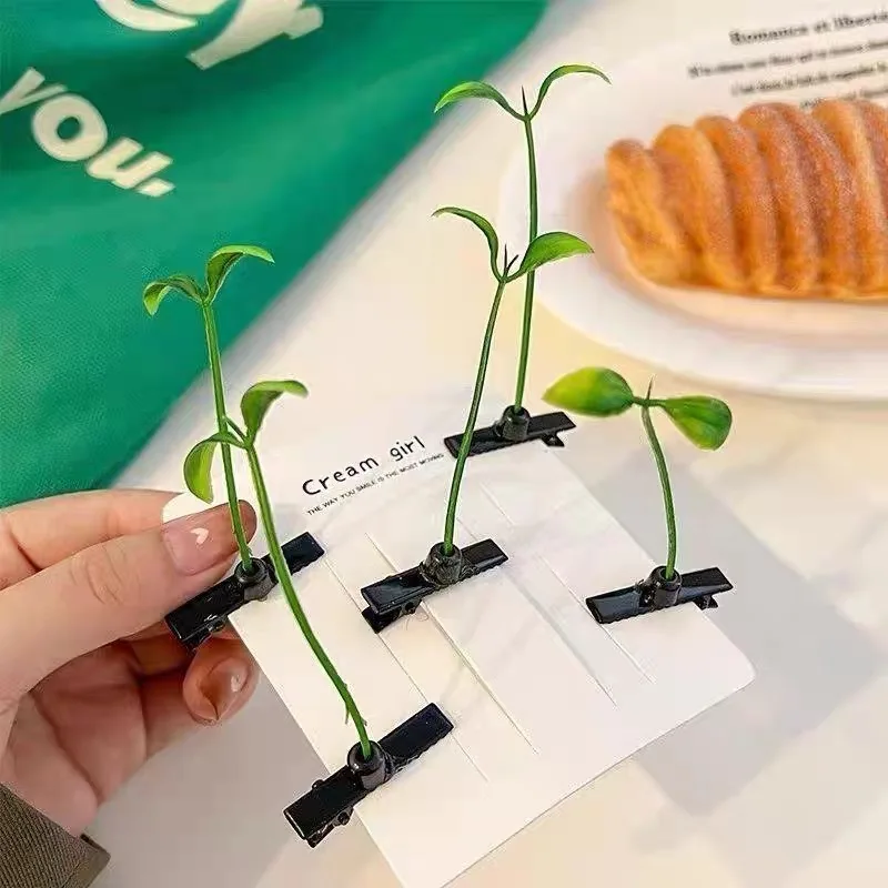 5-100pcs Grass Style Hair Clips Cute Sprout Plant Hairpins Novelty Hair Accessories for Women Girls Party Cosplay Funny Headwear