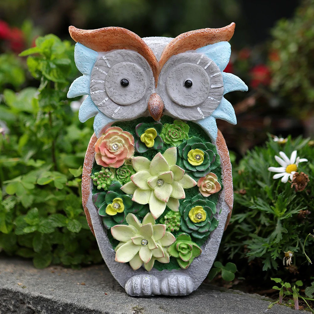 

Solar Led Light Resin Owl Garden Statue Light Owl Figurine Ornaments For Home Outdoor Yard Garden Decorations