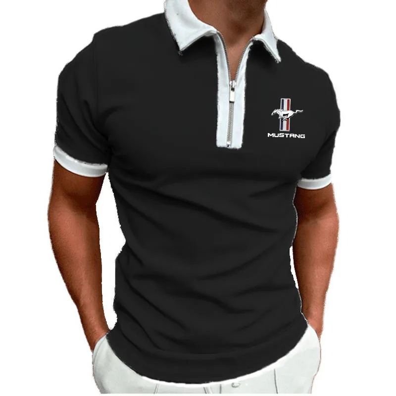 

Футболка мужская облегающая однотонная из 100% хлопка с принтом логотипа машины Mustang