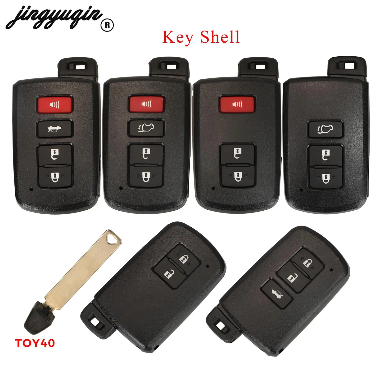 

jingyuqin 2/3/4 Buttons Remote Car Key Case Shell For Toyota Avalon Camry RAV4 Uncut Toy40 Blade Fob Replacement