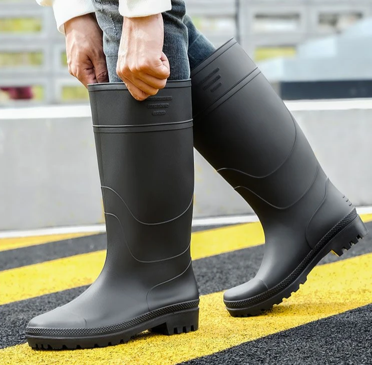 Botas de lluvia para hombre, zapatos de gran tamaño, de silicona