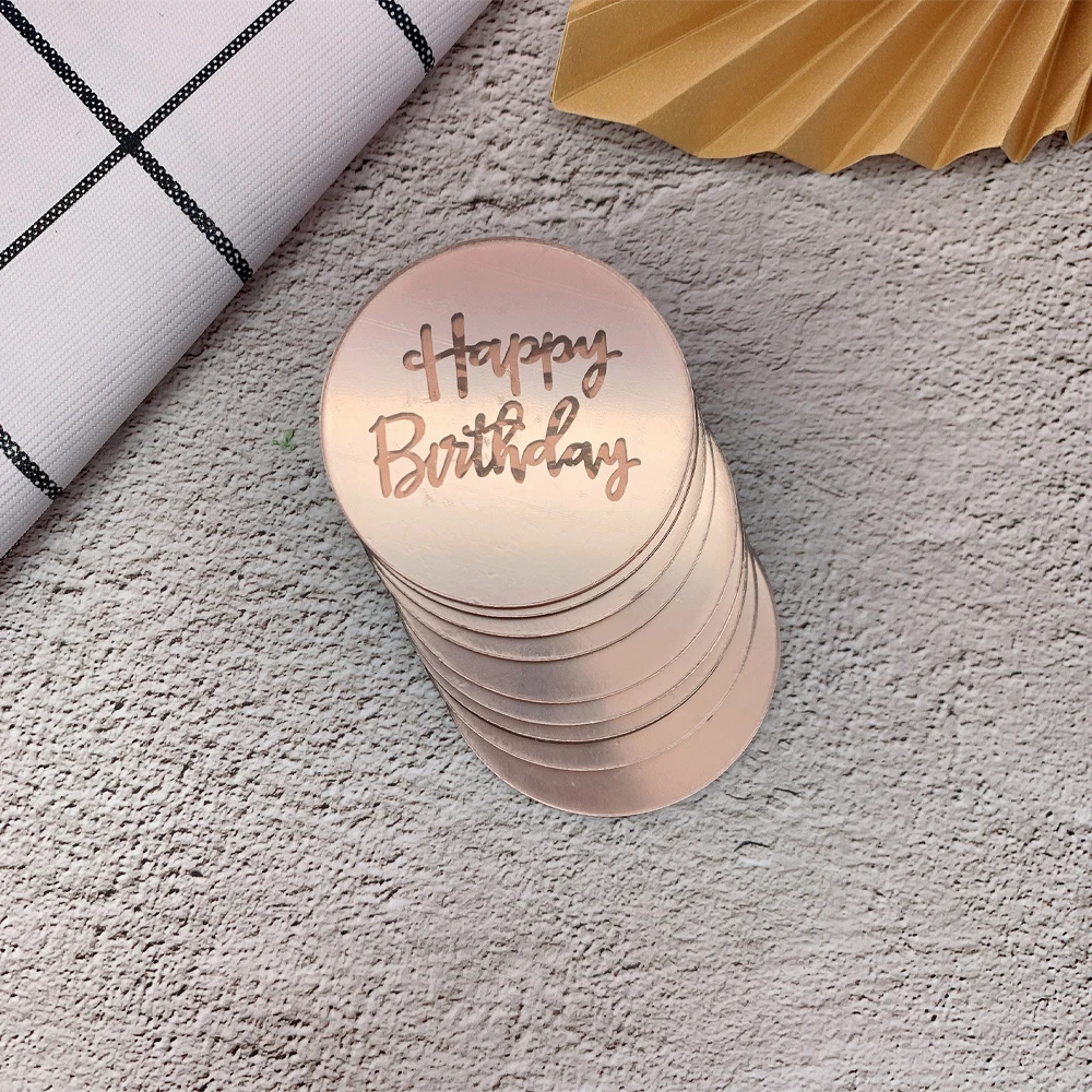 12 Stück Happy Birthday Cake Topper – Runde Acryl-Dekoration Mit Zahnstocher Für Kuchen & Cupcakes