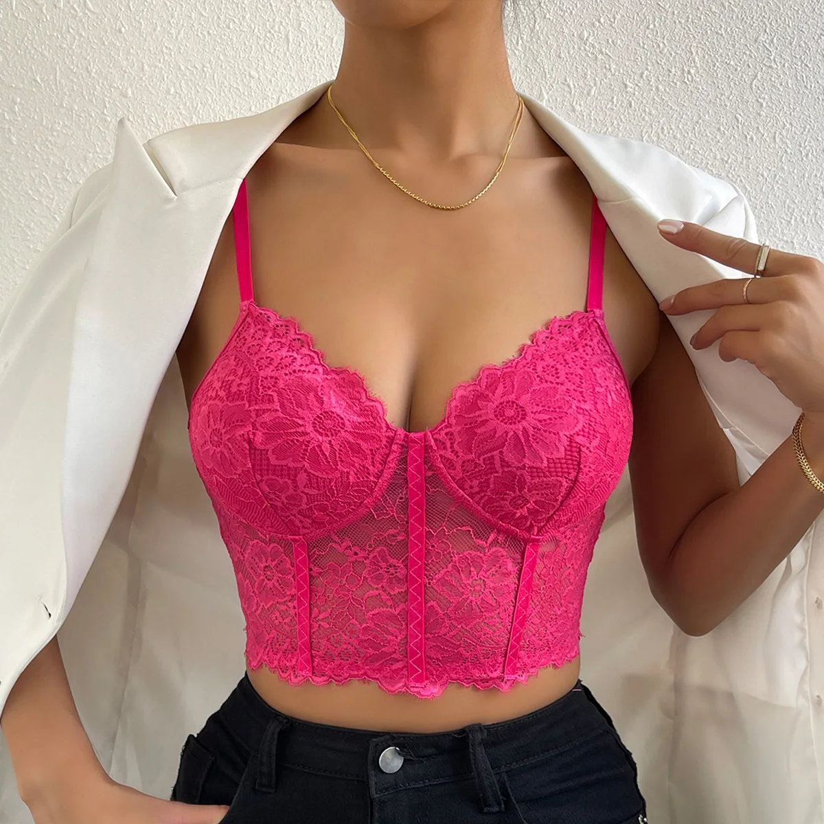 

Fashion Y2k Corset Crop Tops Summer Woman Clothes Sexy Slim Fit Camisole Lace Casual Lingerie Bustier Halter Tank Top Streetwear