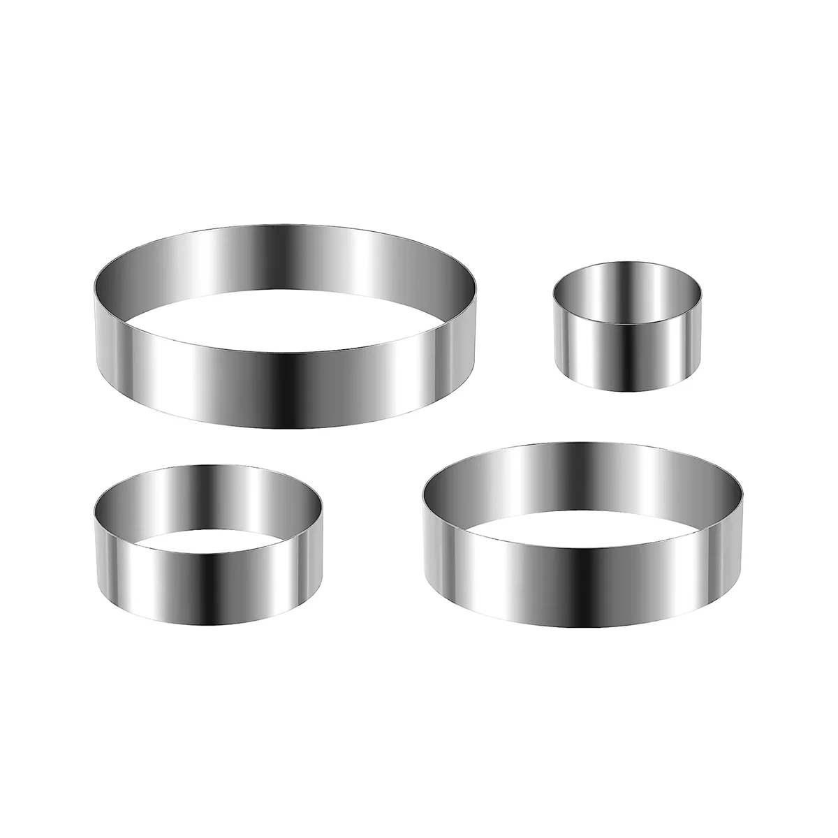 

Round Cake Ring Set 4/6/8/10 Inch Biscuit Cutter Circle Cookie Cutters Cake Mold Stainless Steel Pastry Ring for Baking