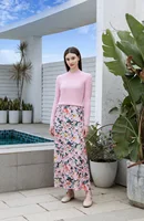 AP 2025SS – robe en Satin à fleurs pour femmes, rose clair, tricot, col en v, pull, jupe élégante pour dames 1