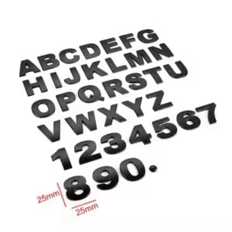 Car Sticker 3D Auto Metal Letter Emblem DIY Digital Alphabet 1PC 25mm Accessory