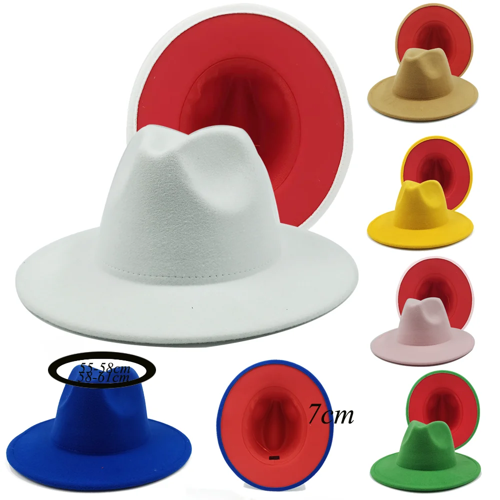 red bottom fedoras men`s cap Jazz Hats Cowboy Hat For Women And Men Double-sided Color Cap top Hat Wholesale 2022 mens trilby hats