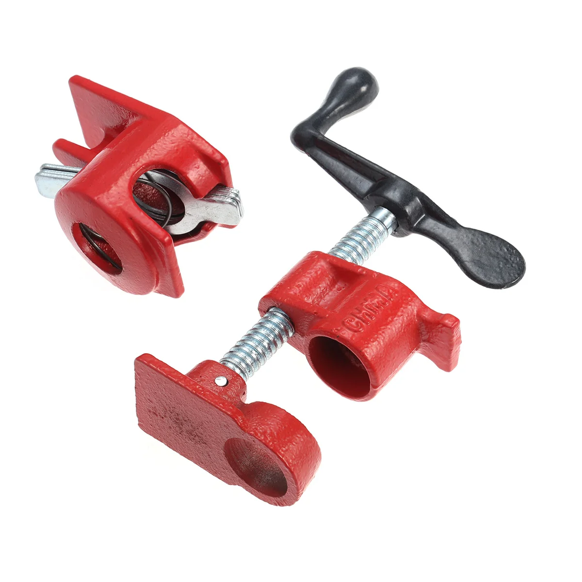 3/4 Wood Gluing Pipe Clamp Set Heavy Duty Woodworking Cast Iron for Woodworking Water Pipe Jointed Board (Red)