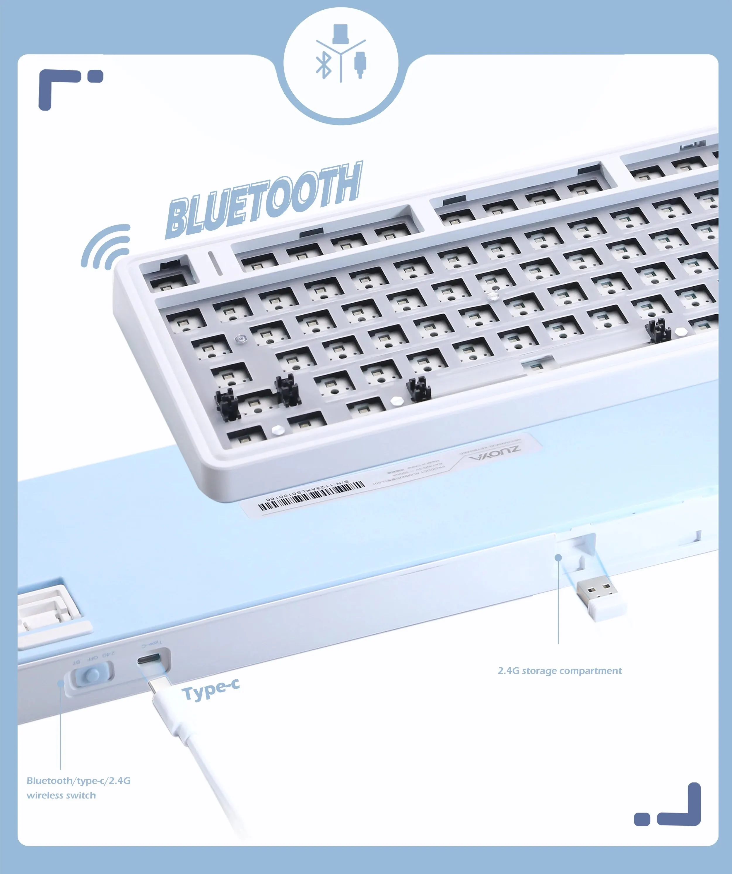 ZUOYA ̸ Ű ŰƮ,   3  , USB, 2.4G,   Ű, RGB Ʈ Ŷ , LS01
