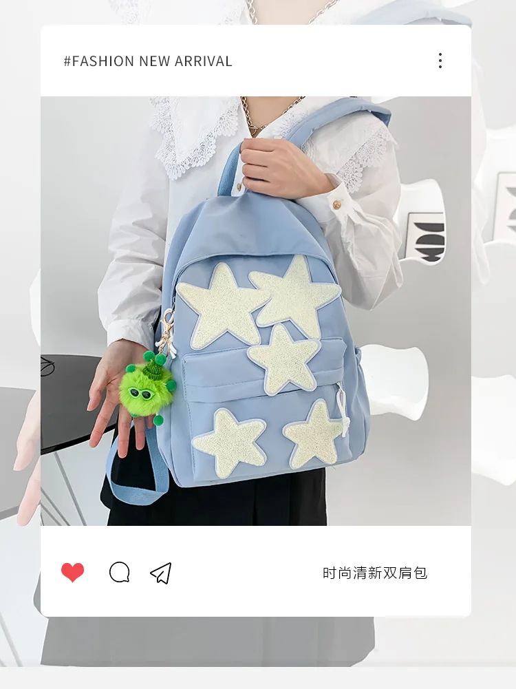 Hello Kitty Japanese cute girl niche five-pointed star backpack ins versatile female high school student college school bag