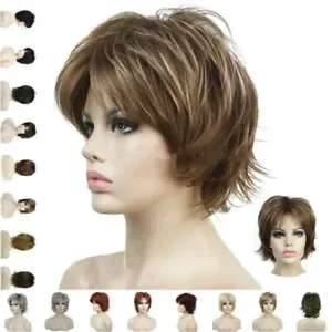 Women Wig Short Layered Shaggy Wavy SyntheticLadies Cosplay Full Wigs