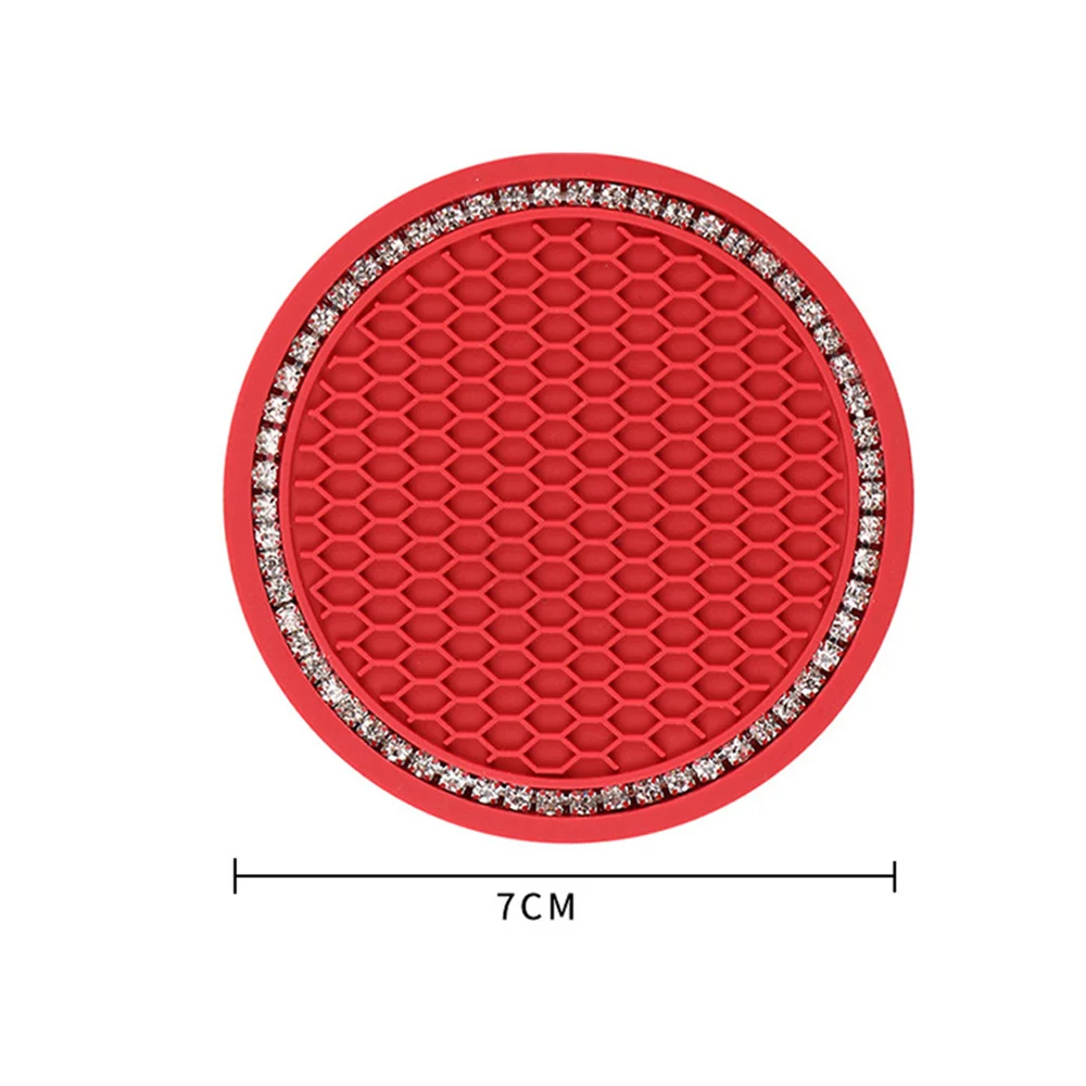 Non-slip Water Cup Pad Car Coaster Diamond Bling Rhinestone Decoration Silicone Cup Bottle Mat Car Interior Decor Accessories cup holder coasters car coaster pads silicone anti skid pad silicone anti slip pad non slip mat