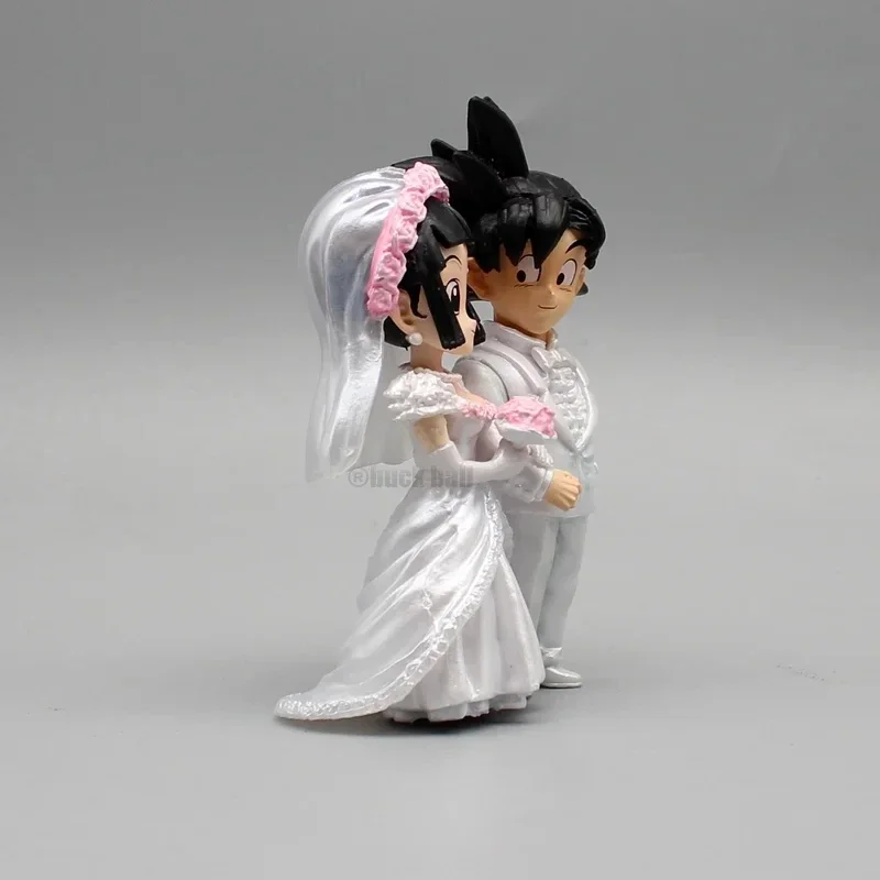Dragon Ball Anime Figure Son Goku Figures Lg Wedding Goku Chichi Mariage Figurine 9cm Scene Statue Q-Version Pvc Model Doll Toys - Bilde 3