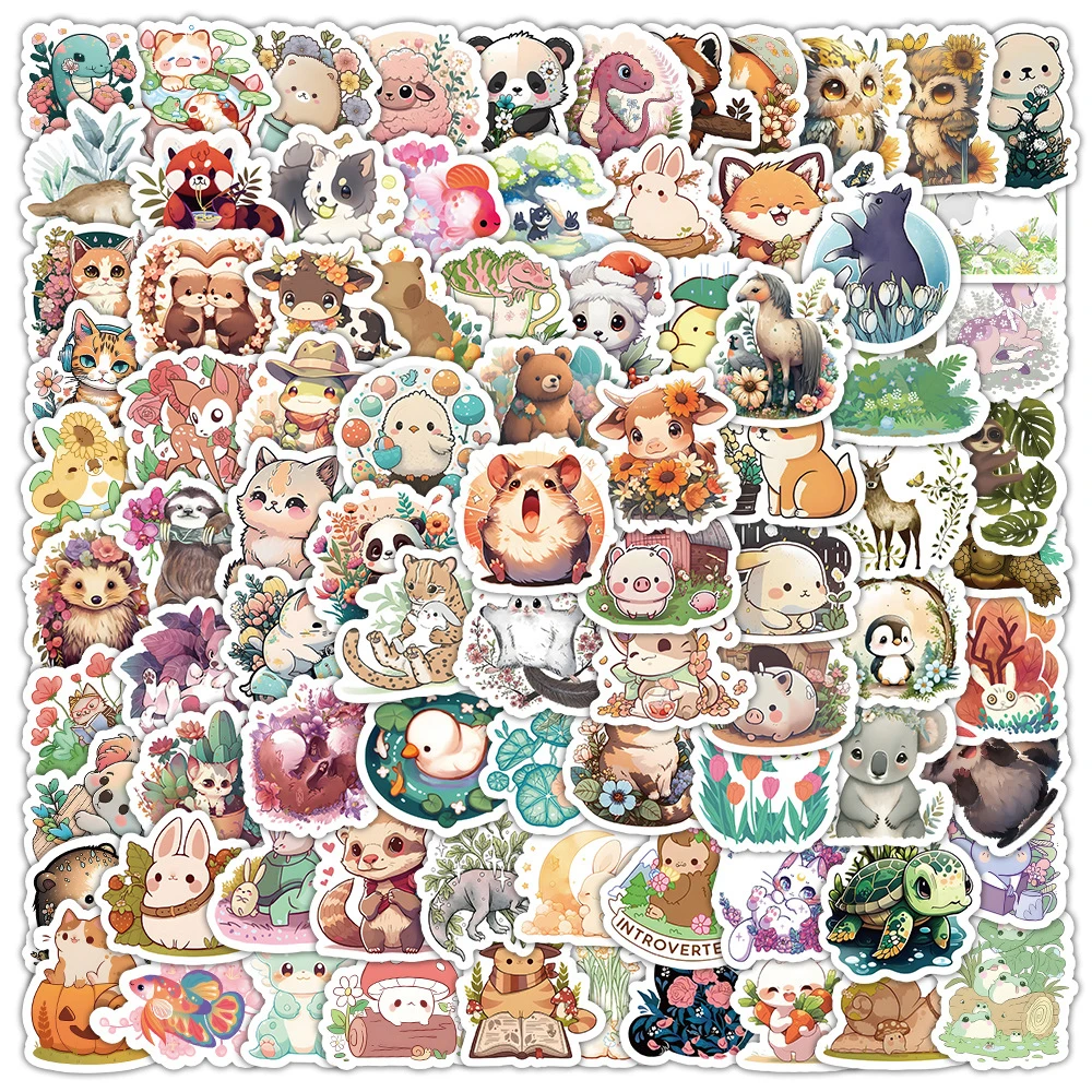 

10/30/50/100pcs Jungle Zoo Wild Animal Stickers for Kids DIY Wall Water Bottle Laptop Phone Case Cute Cartoon Sticker Decals Toy