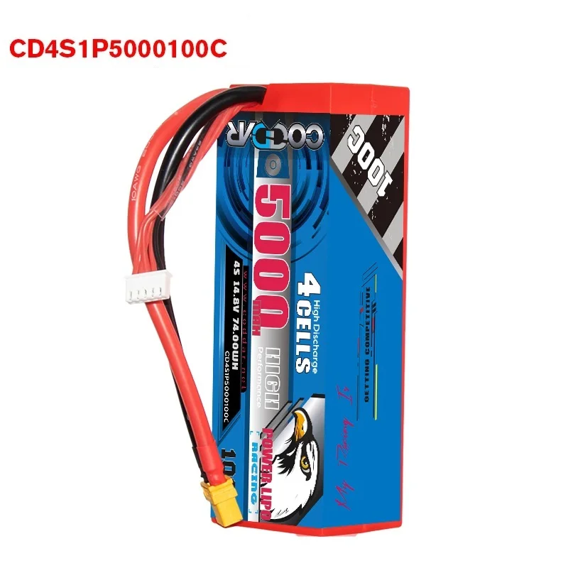 

CODDAR 14.8V 4S Lipo Battery 100C 5000mAh for RC Vehicles Car Truck Tank Buggy Truggy Racing Boat Model HardCase with XT60 XT90