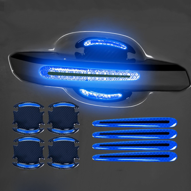 Reflective Anti-collision Stickers Rearview Mirror Door Handle Decals Protector Auto Night Safety Warning Reflector Markers