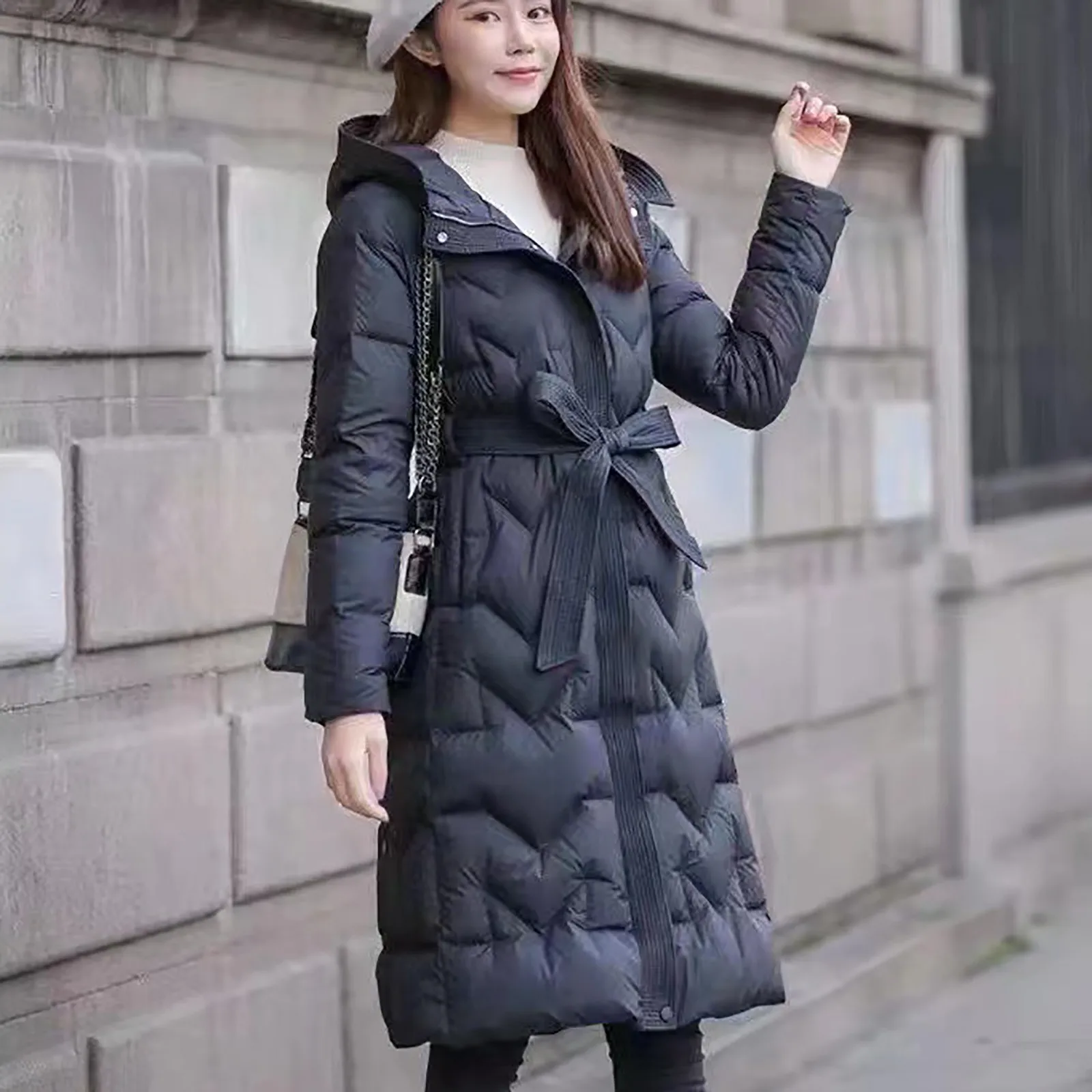 

Womens Lightweight Jackets Fleece Fleece Jacket Mid-length Korean Slim Belt Slimming Jacket Down Women Sweater Vest