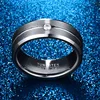 Nuncad Men's 8mm Tungsten Carbide Rings Cubic Zirconia Grooved Tungsten Wedding Band Rings Matte Finish Polished Beveled Edge 5