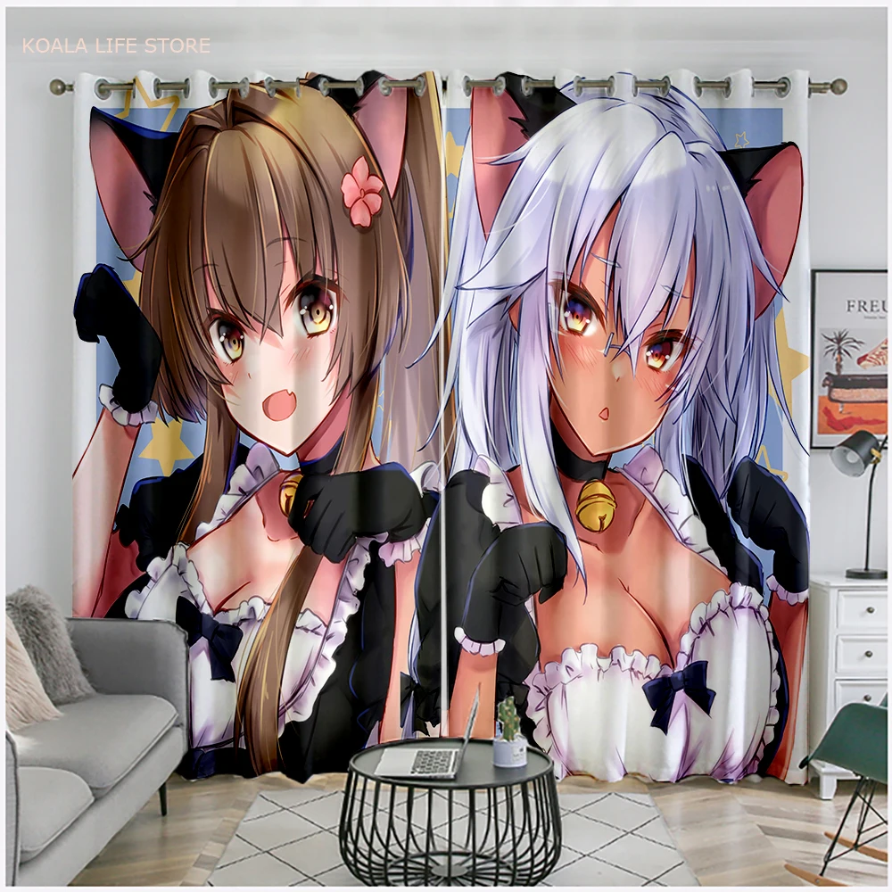 

Anime Lovely Kawaii Girls Blackout Curtain For Bedroom Living Room Window Drapes 3D Print Folio/One Piece Window Treatment Decor