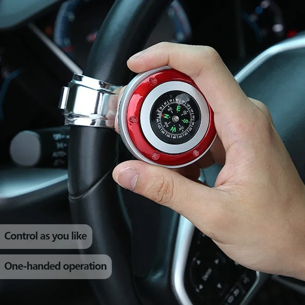 Universal 360° Rotating Metal Steering Wheel Spinner Knob with Compass