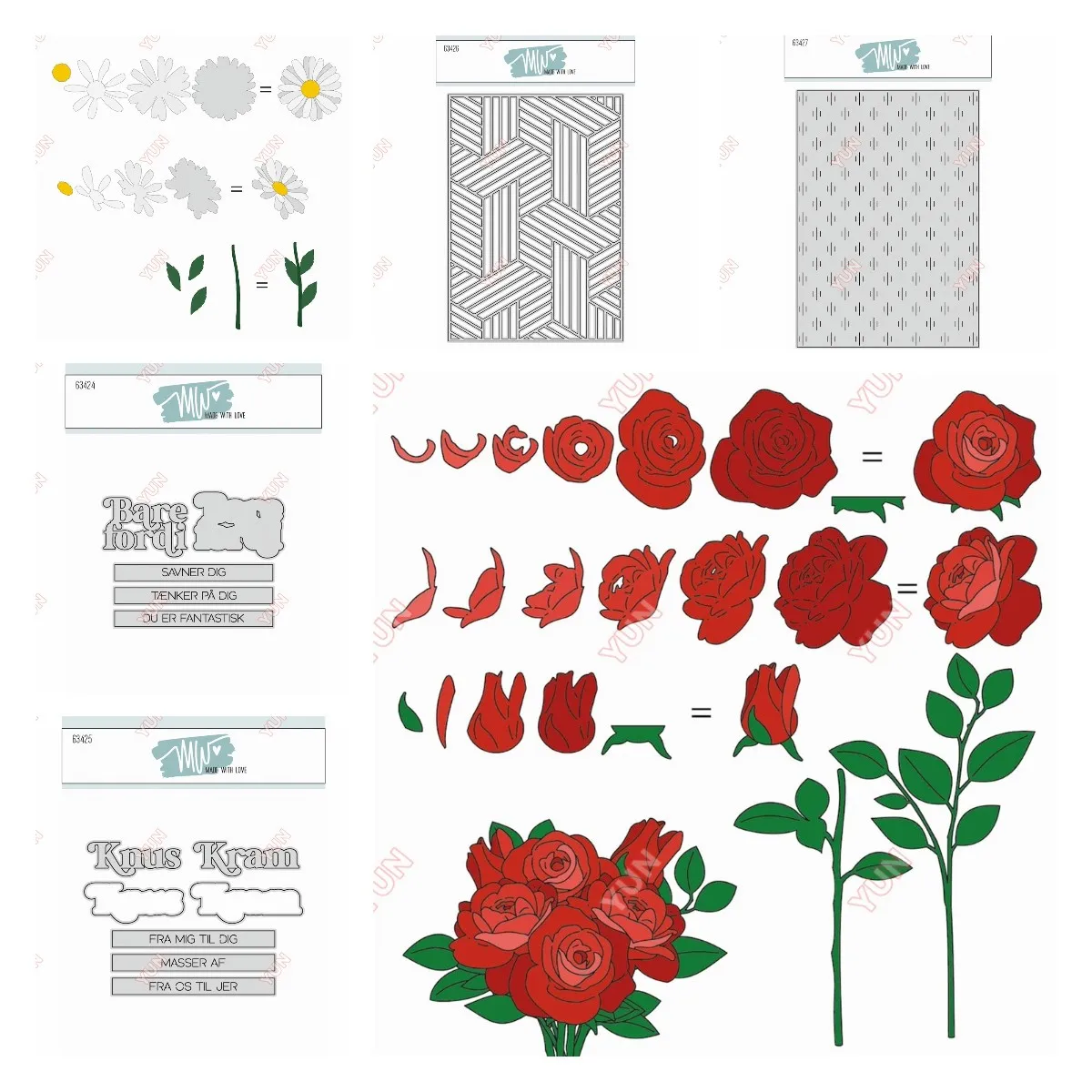 

Flowers Roses Daisies Cut Die Small Lines Woven Background Metal Cutting Dies Knus Kram Bare Fordi Mold DIY Scrapbooking Crafts
