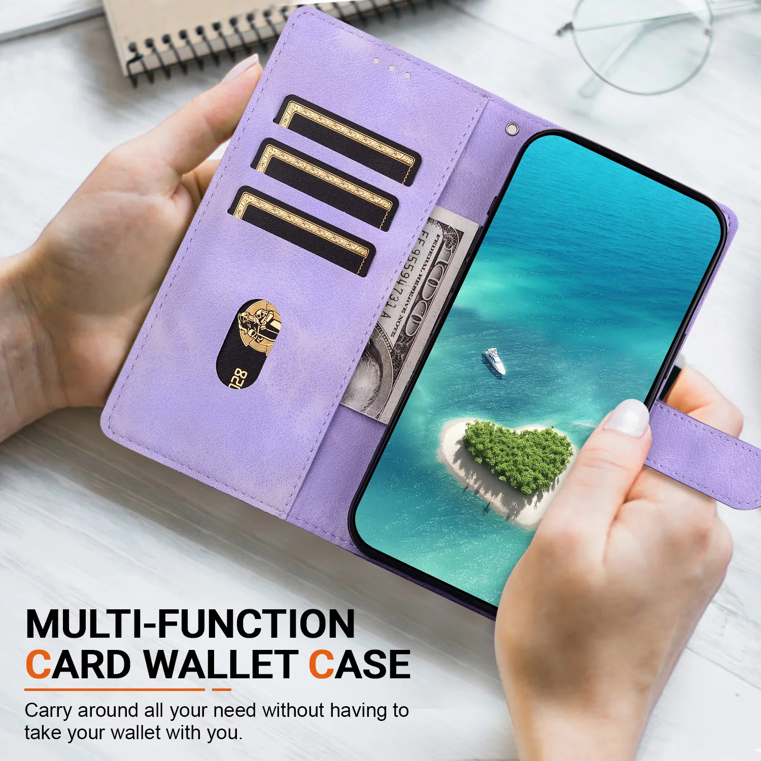 Leather Flip Phone Case with Magnetic Wallet & Protective Cover