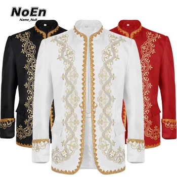 European and American Men's Gold-Inlaid Embroidered Dress, Palace Outfit, Photo Studio Clothing, Black and White Opera Stage Per
