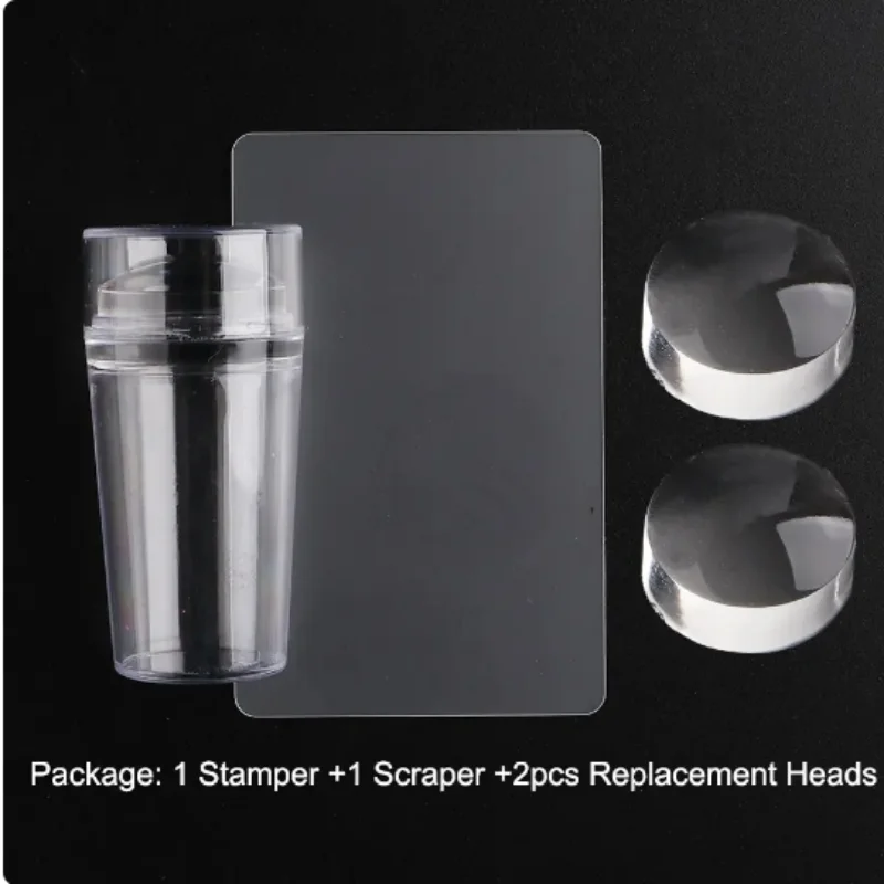 Nail Art Stamping Kit Transparent Nail Stamper Scraper Jelly Silicone Head Stamp for French Nails Printing Manicure
