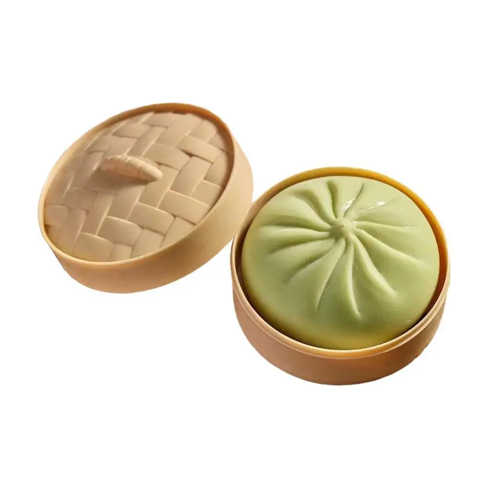 Dumpling Stress Relief Elastic Dough Ball with Mini Steamer Basket