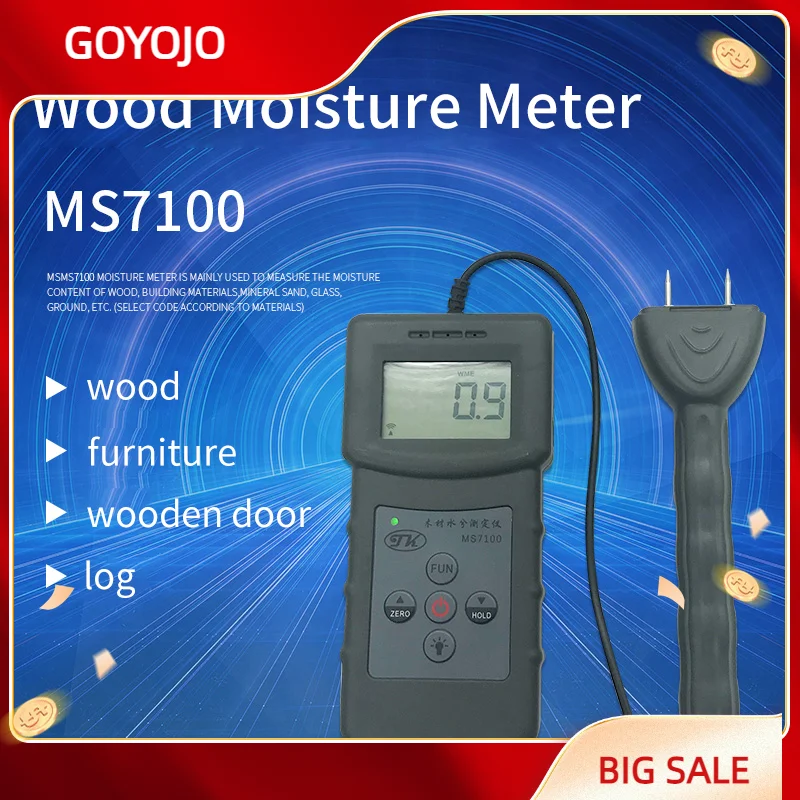 

Измеритель влажности древесины MS7100 Pin, измеритель влажности древесины, бумаги, бамбукового картона и других примеров для проверки работ по дереву/бумаге