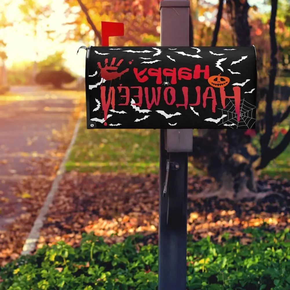 Magnetic Halloween Mailbox Cover 18 X 21 Inches Scary Pumpkin Mailbox Wrap Colorful Dead Tree Cloth Cover Garden Decor