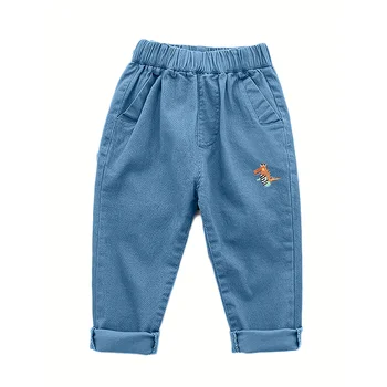 Kids Cartoon Embroidered Harem Jeans 1