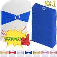 100/50/10pcs Elastic Chair Knot Wedding Decoration Buckle Sashes Back Cover Mariage Hotel Home Seat Elegant Modern Ribbon Decors 1