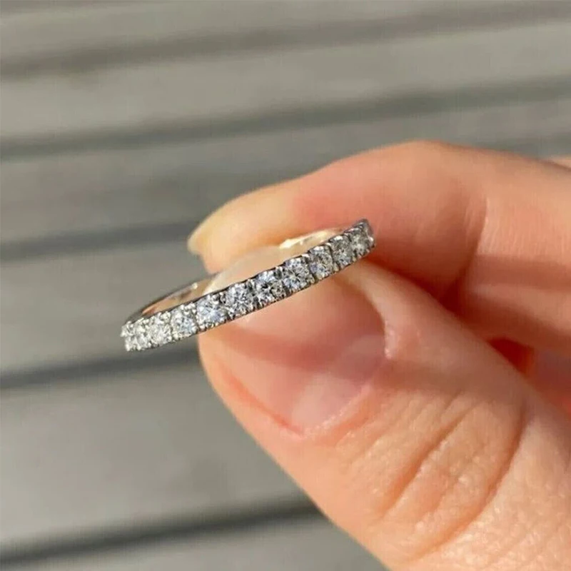 0.32ctw Round Cut CVD HPHT Lab Grown Diamond Half Eternity Band Bridal Ring 14k White Gold DEF Color VS-VVS 2