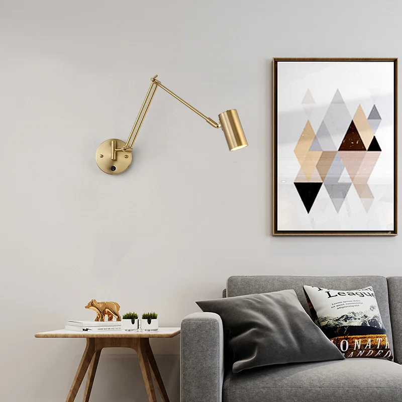 

Niche Design Retro Wall Lamp Led Bedroom Bedside Living Room Study Folding Lamp