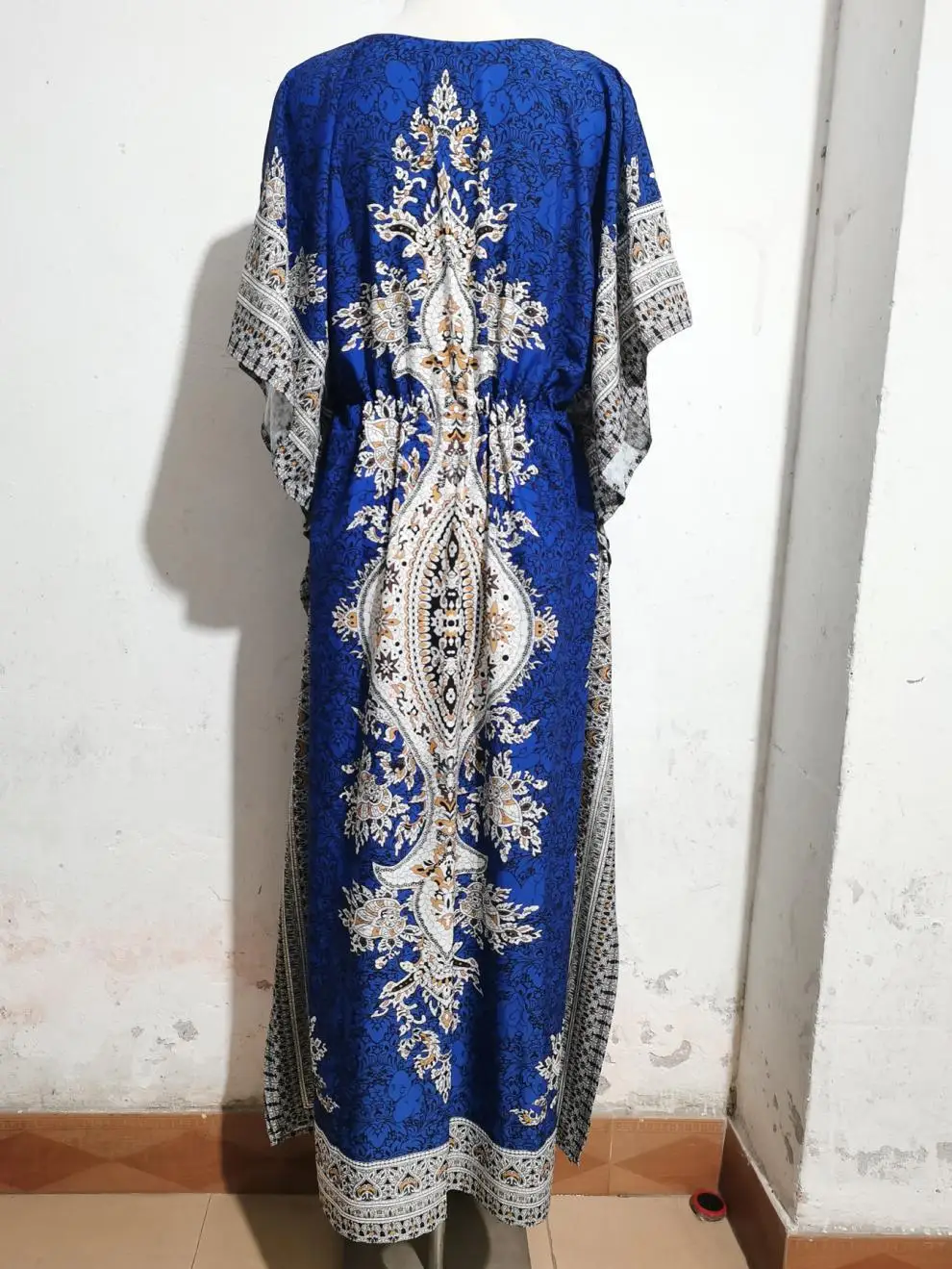 S8baba2e715b1477786a2a57b25dc37f79 Bohemian V-neck Short Sleeve Beach Smock Dress Women Summer Loose Casual Sunscreen Print Boho Long Dresses For Women Mallzona