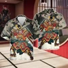 3D Print Japanese Warrior Shirts For Men Samurai Graphic Beach Shirt Fashion Mens Short Sleeve Button Down Blouses Tops 5