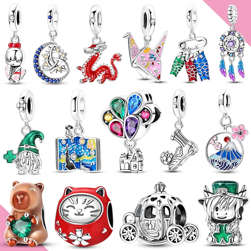 Original 925 Silver Charms Star Dreamcatcher Japanese Culture Beads Fit Bracelet Diy Woman Jewelry