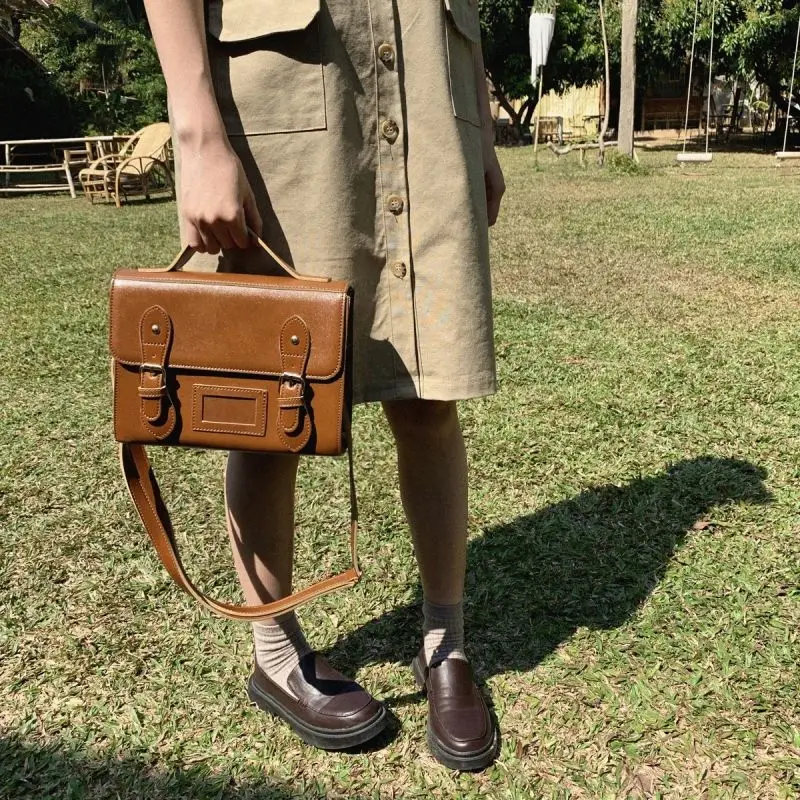 ECOSUSI Women PU Leather Satchel Purse Vintage Small College Crossbody  Messenger Bag Work Cross-body Bag