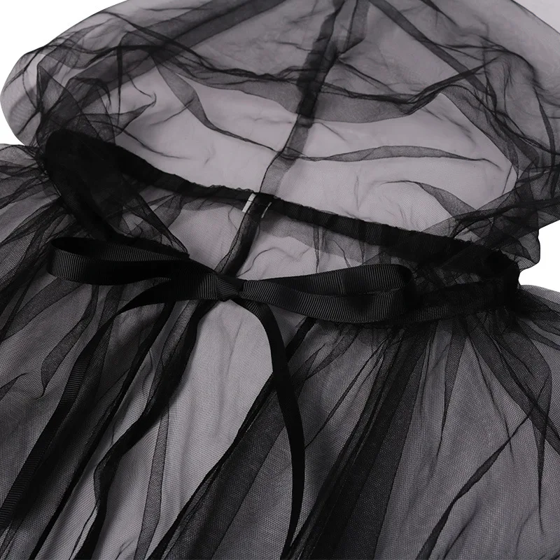 Elegant Black Double Cloak Halloween Costume Dress-Up Accessory