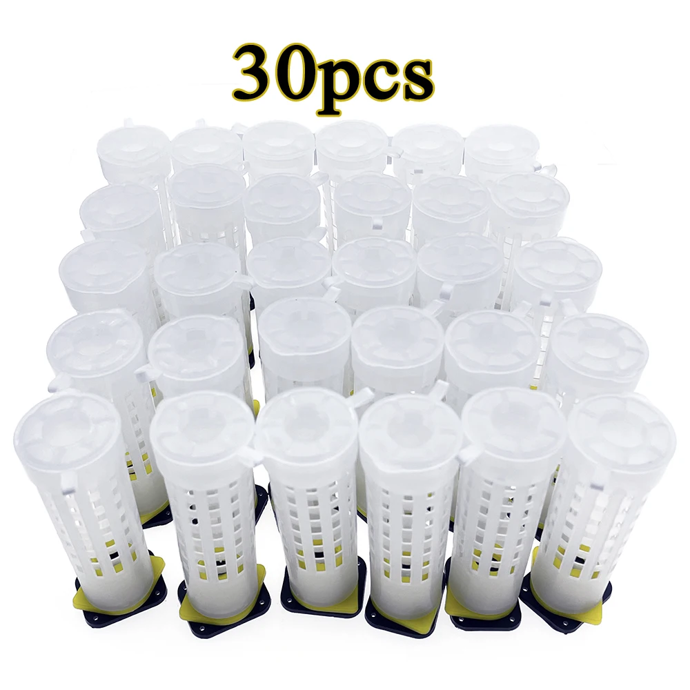 Beehive Nicot Queen Rearing Hair Roller Cages Protecting Cell Protector Cover Plastic Breeding Supplies 30PCS, beekeeping tools,beekeeping accessories