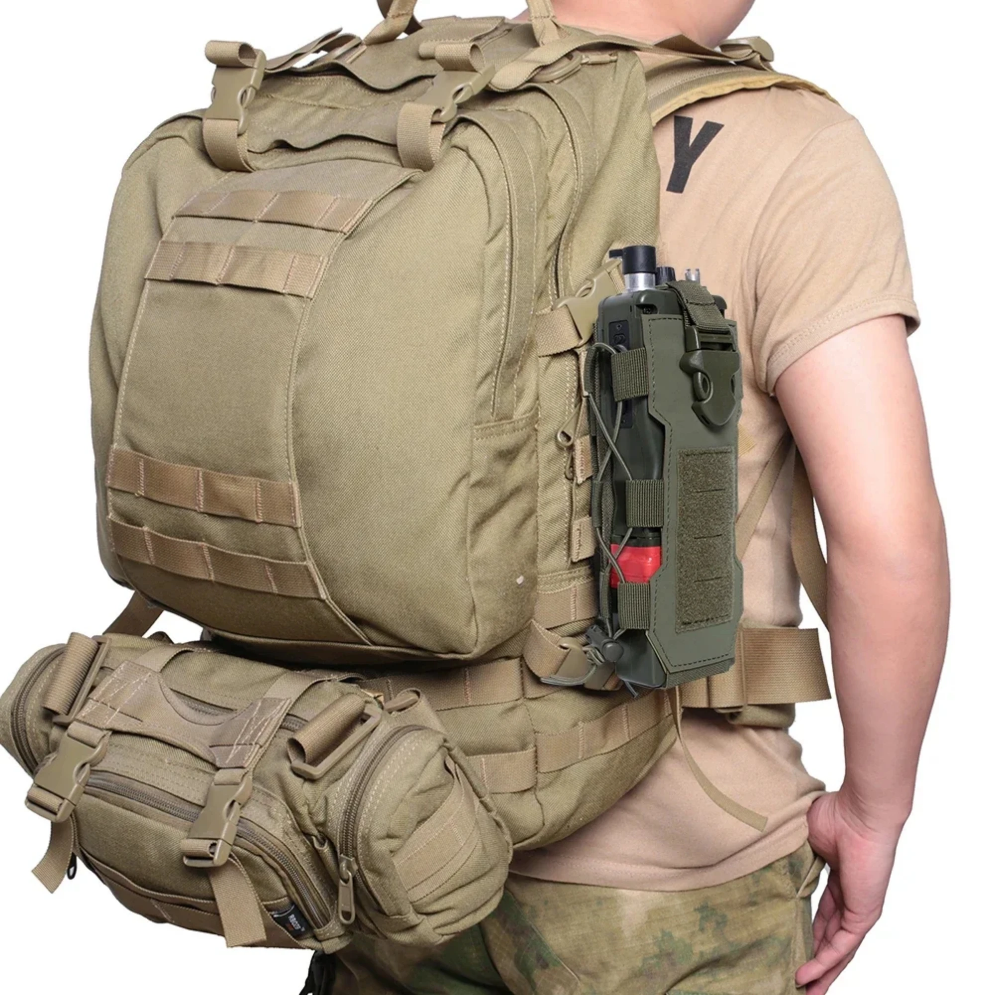 Taktische Molle Tasche Wasser Flasche Tasche Holster Outdoor Camping Jagd Kordelzug Flasche Wasserkocher Halter Träger Tasche – Detail 13