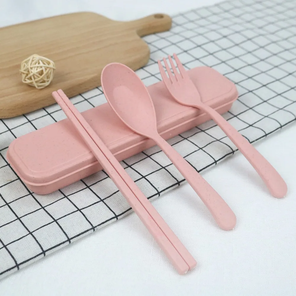 Plastic Cutlery Set Simplicity With Storage Box Fork And Chopsticks Set