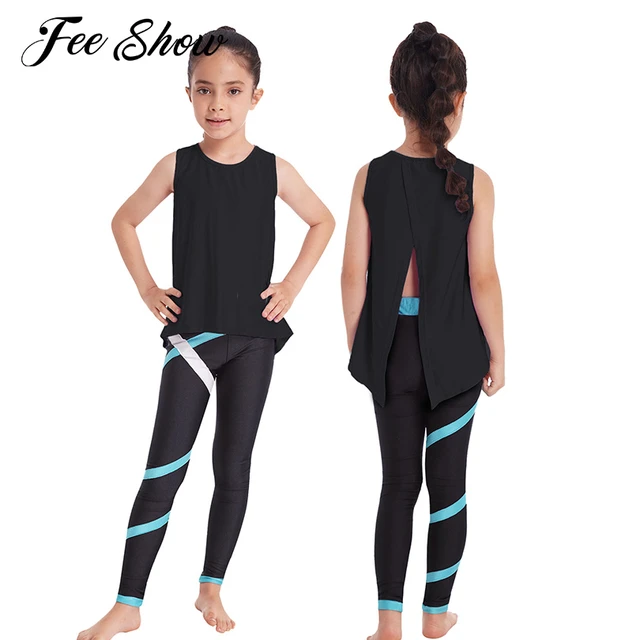 3Pcs Kids Girls Yoga Set Sportwear Sleeveless Split Back Tops with Crop  Top+Leggings for Athletic Sports Fitness Running Outfits - AliExpress