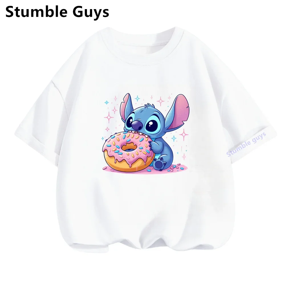 Disney Stich T-shirt Kids Summer Student Boys & Girls Harajuku Top Lilo & Stitch Kawaii Graphic Teen T-shirt Tops 2