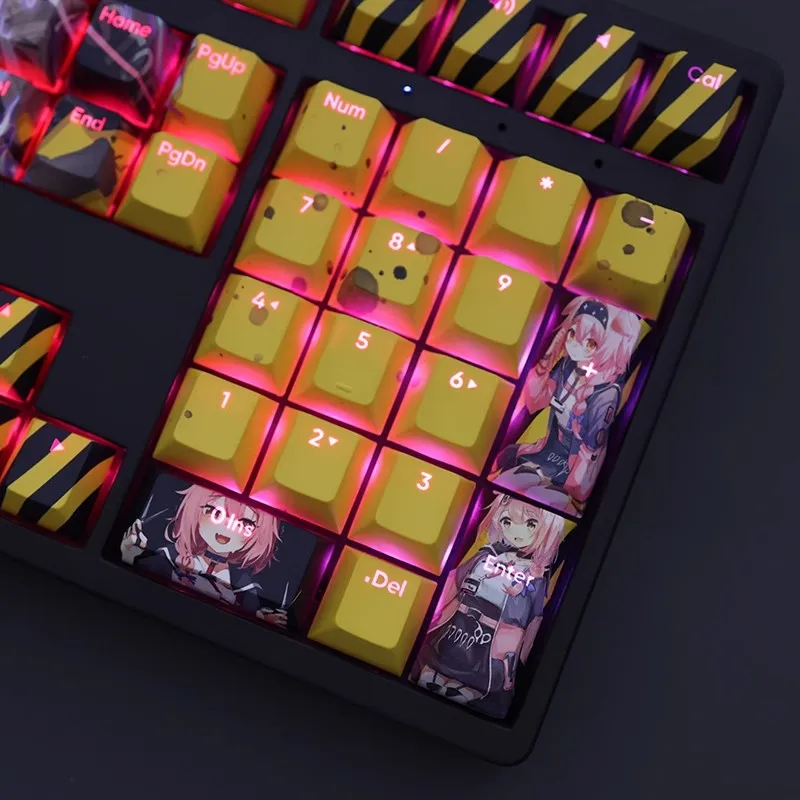 Arknights Goldenglow Keycap Pbt Backlit Keycaps Desenhos Animados Anime Gaming Key Caps para Ansi 61 87 104 108 Conjunto Chaves - Imagem 4