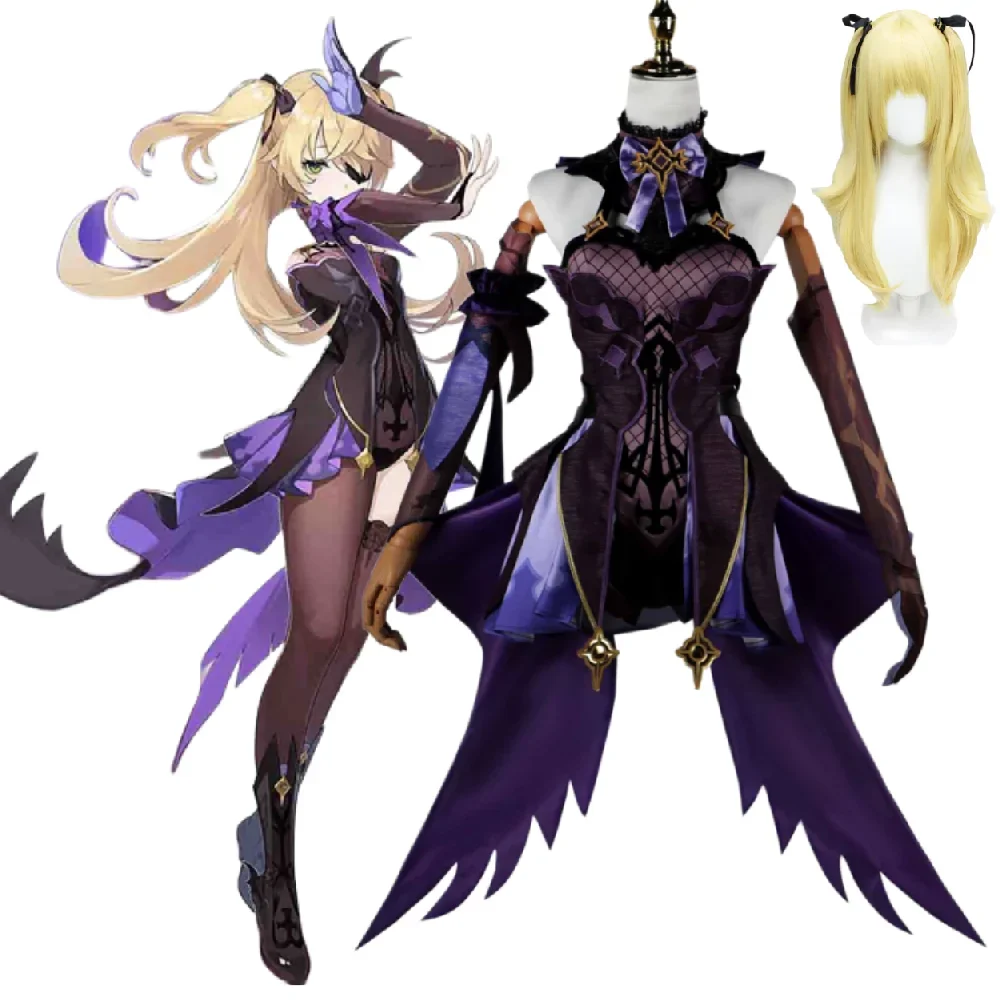 

Anime Genshin Impact Fischl Cosplay Costume Halloween For Women Game Cos