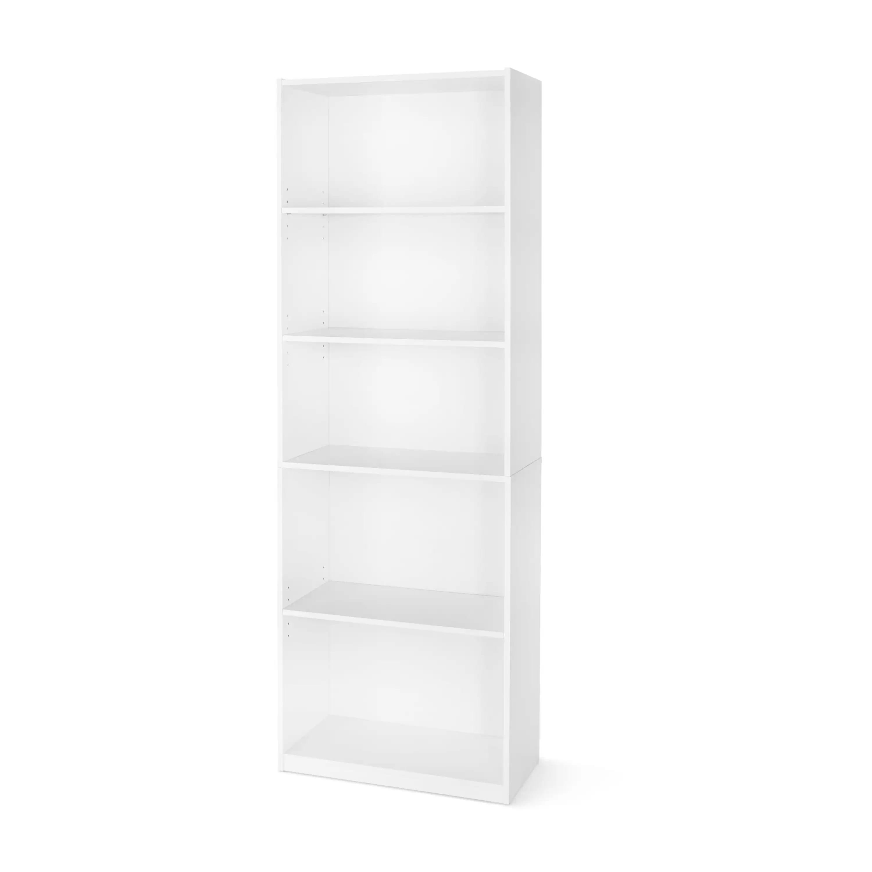 5-Shelf White Bookcase with Adjustable Shelves 2