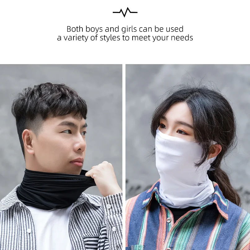 자외선 차단 아이스 실크 사이클링 페이스 마스크 UV400 땀 흡수 통기성 반다나 하이킹 오토바이 자전거 스카프 마스크