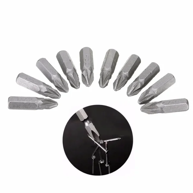 10 pz Pozi 2 PZ2 Punte per cacciavite esagonale Punta per cacciavite con azionamento a nastro 25mm per utensili elettrici 2